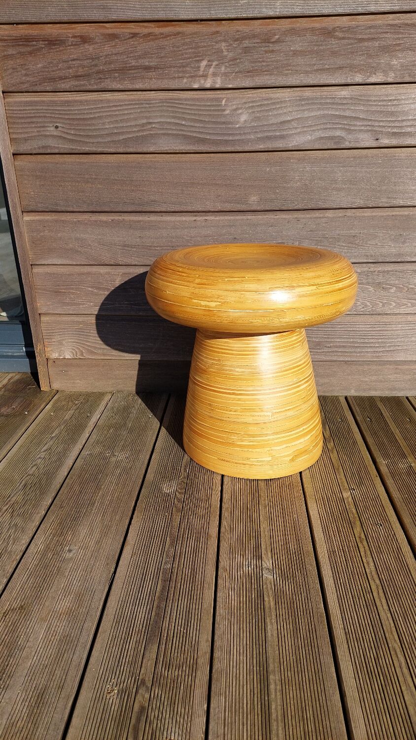 Vintage bamboo stool 1980