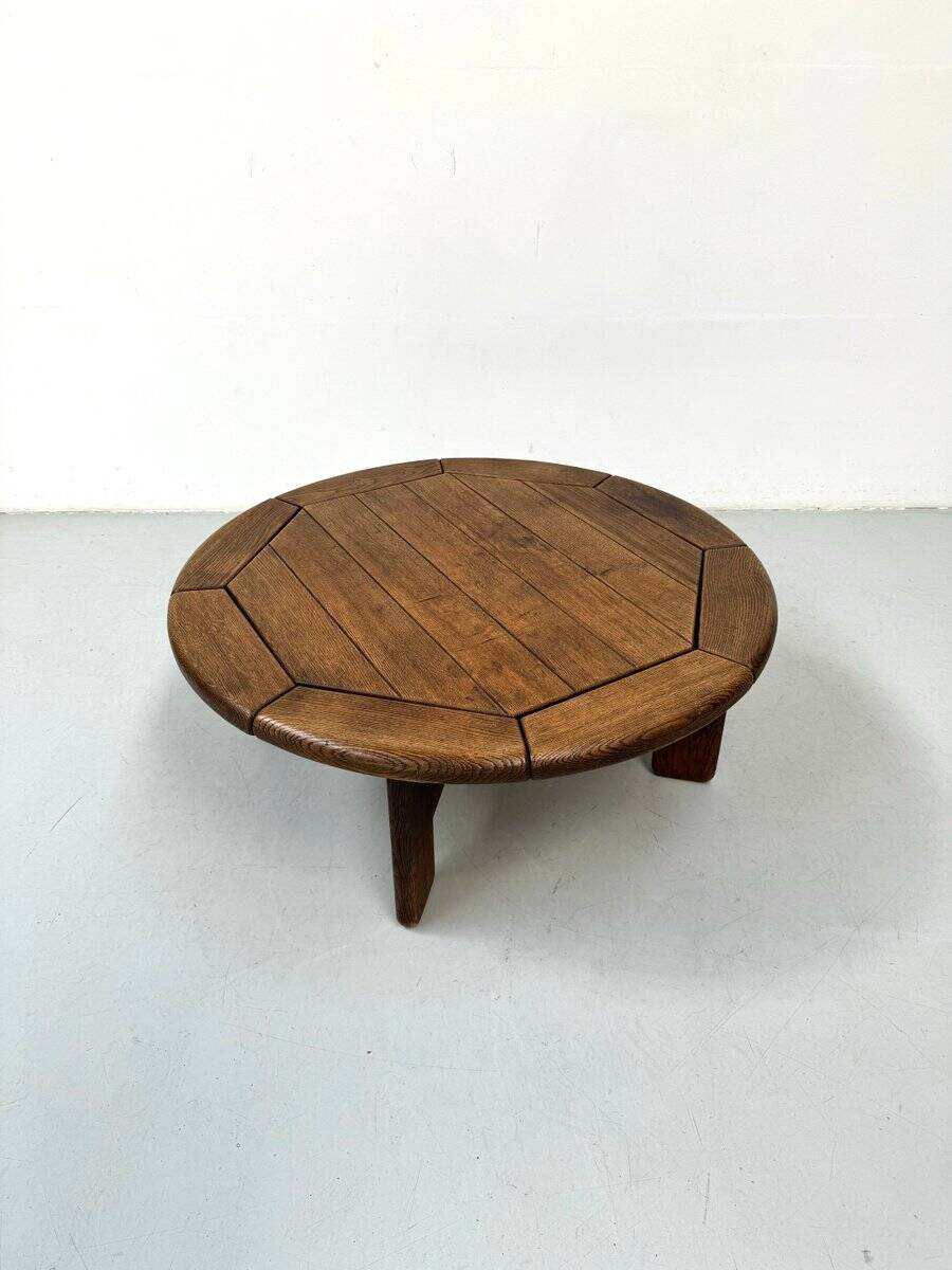 Table basse vintage de style brutaliste danois en chêne, années 1960