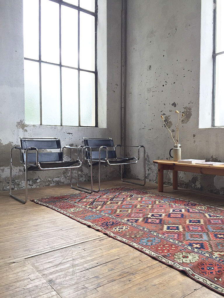 Bauhaus modernist leather chrome armchairs