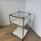 Table d’appoint USM Haller en Blanc Pur et Verre