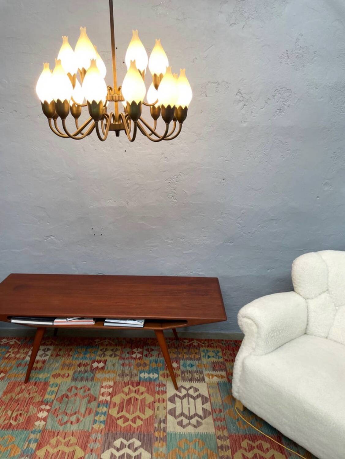 Mid-Century 18-Arm Tulip Pendant Chandelier by Fog & Mørup, Denmark