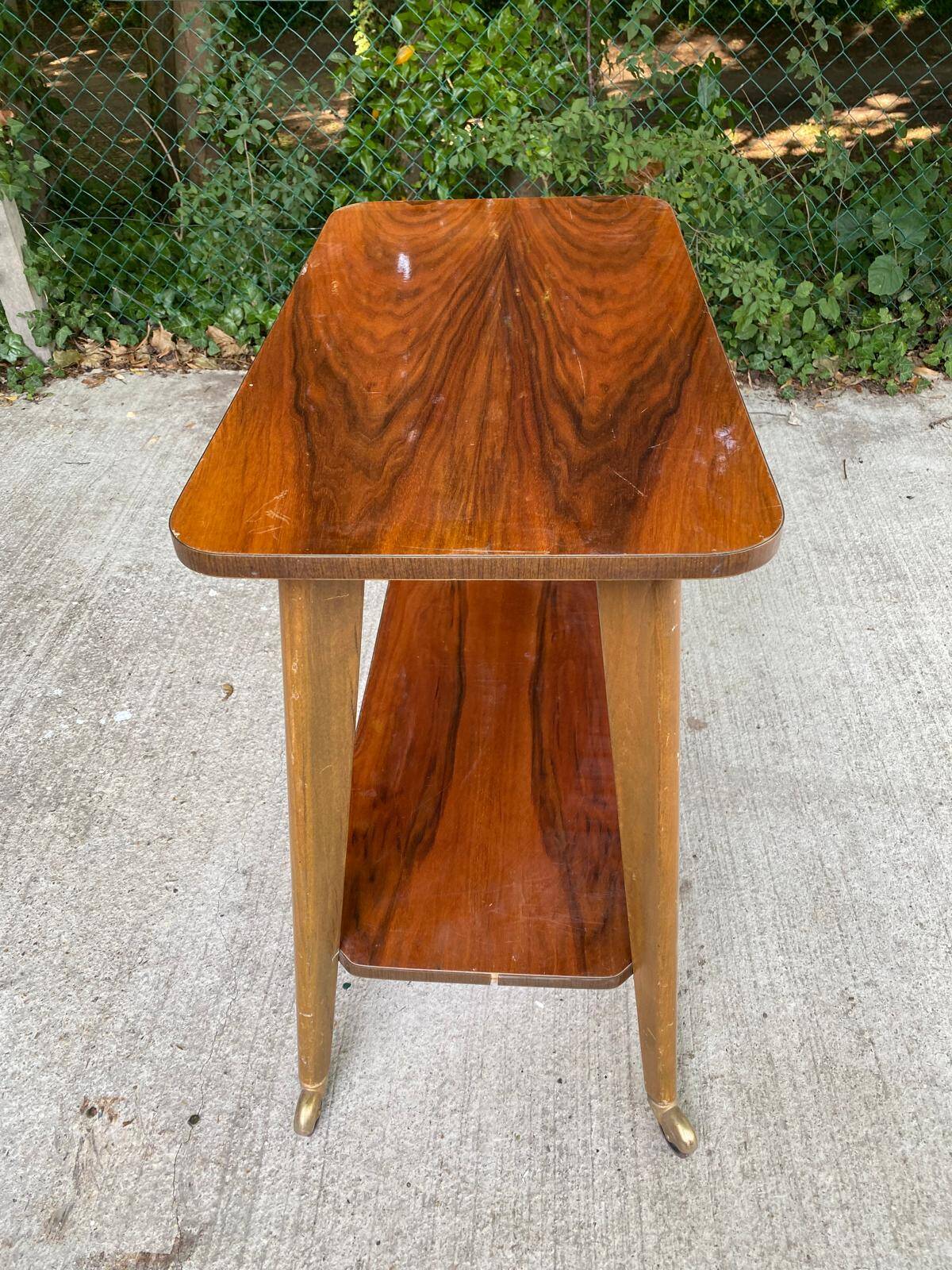 Scandinavian art deco serving trolley 1950 double top gilded rosewood