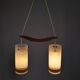 Suspension en teck et verre opalin du milieu du siècle, années 1960