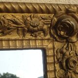 Ancien miroir doré, motifs floraux, 58x69cm