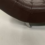 20th century black leather checkerboard relaxation bench