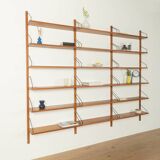 Classic wall shelf by Poul Cadovius for Cado, 1950s, teak veneer, 18 shelves, 4 ladders, Denmark