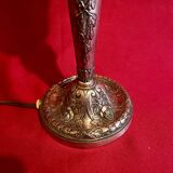 Lampe Art Déco en bronze nickelé et pâte de verre moulée et sablée