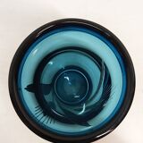 Blue and silver crystal vase. France 1950s.