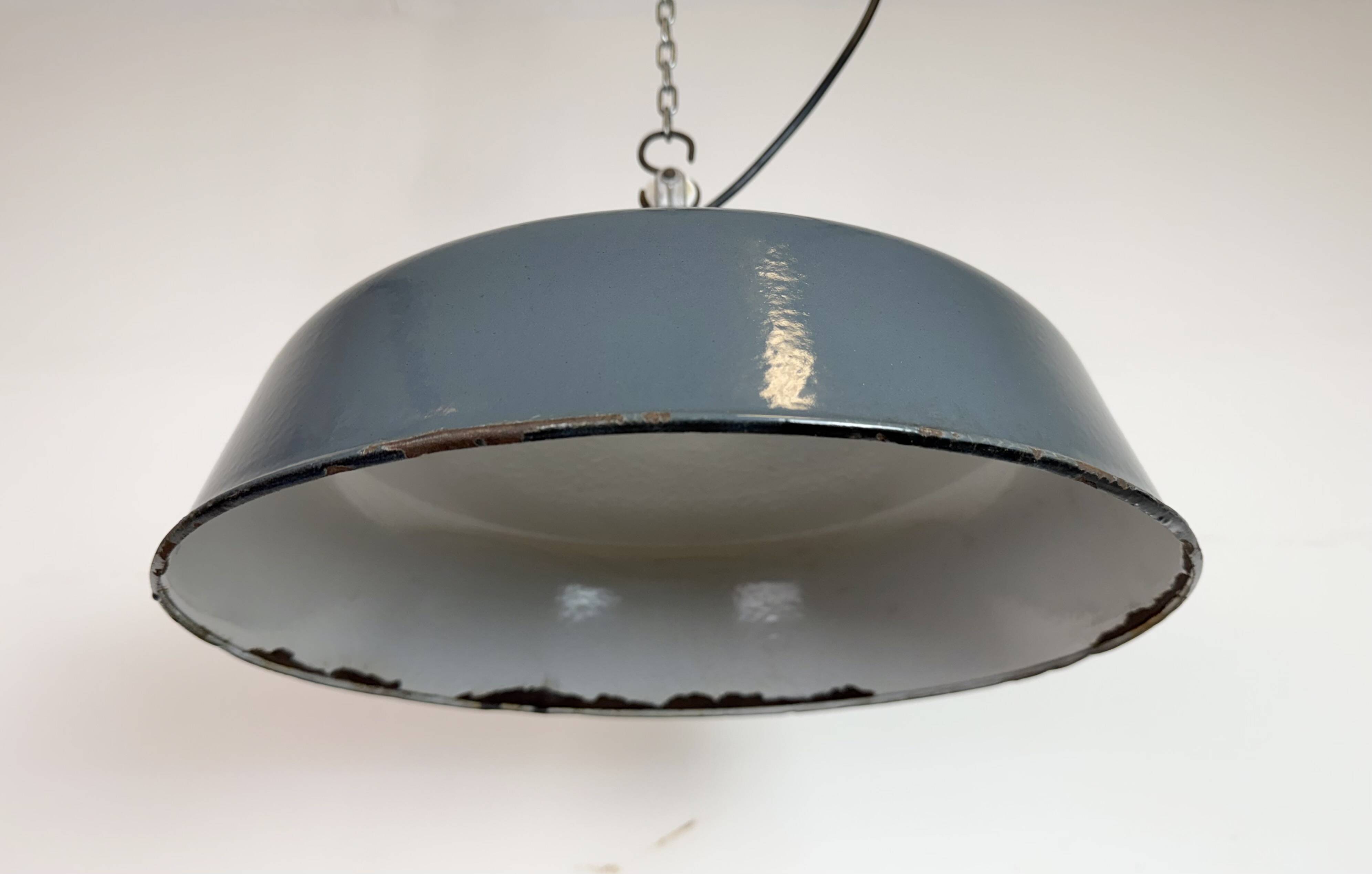 Industrial Grey Enamel Pendant Lamp from Siemens, 1930s