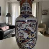 Vase balustre motifs paons/floraux style Imani signé y.p. Derevua"