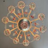 Venetian chandelier in multi-colored Murano glass, 10 light arms, circa 18
