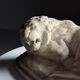 Marble sculpture of a reclining lion