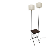 1950s-60s floor lamp with 2 lights - shelf - magazine holder