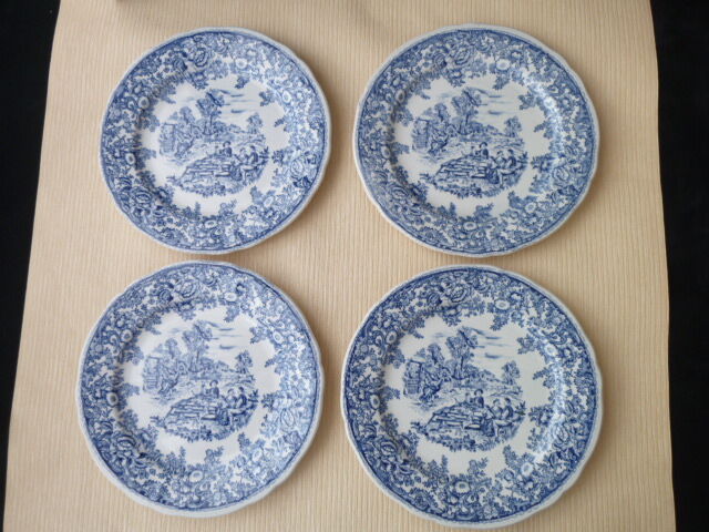 Set of 4 dessert plates in earthenware " English Style "