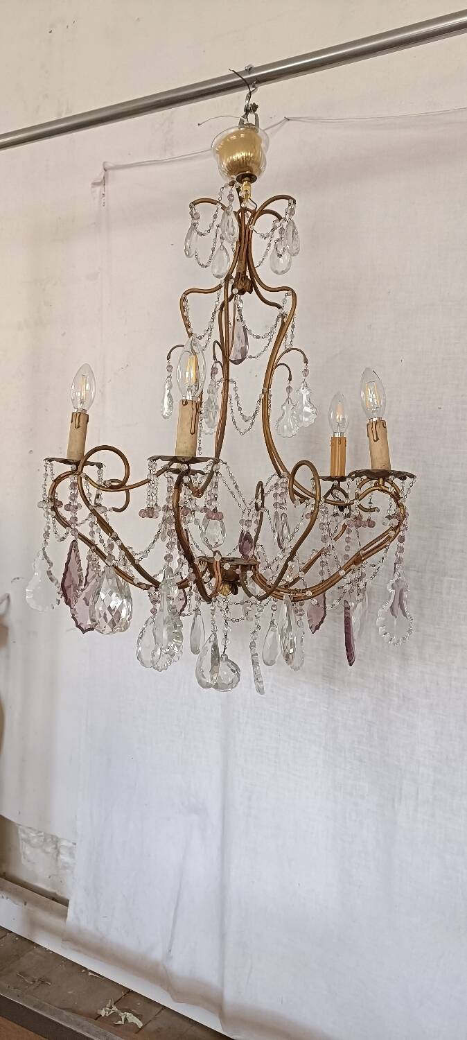 Chandelier with colored tassels