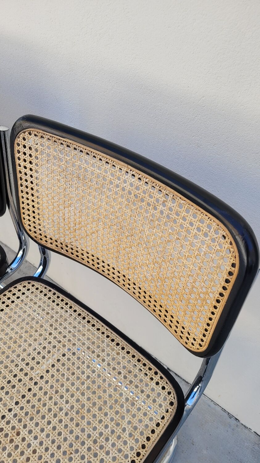 Série de 4 chaises Marcel Breuer modèle B32 signé Italy