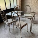 Vintage metal bamboo table and chairs