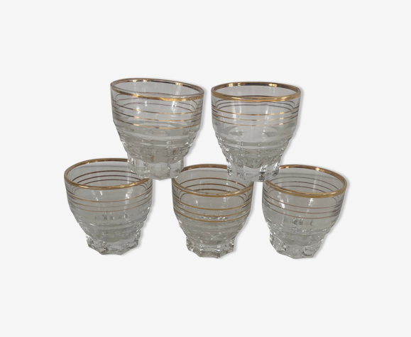 5 verres à shooter ancien liseré doré