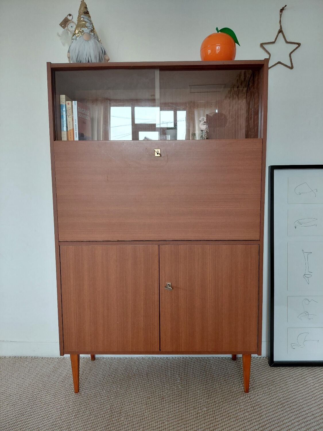 Vintage Scandinavian secretary desk from the 1960s - mid-century design.