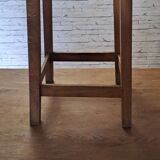Square stool in brown stained wood 1940 French Popular Art