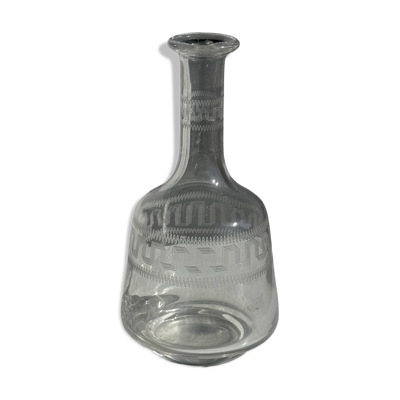 Petit vase flacon en verre gravé motifs géométriques vintage H16,5