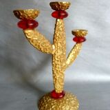 Candle holder in gilded bronze and resin by Richard Lauret for Fondica. France 1990s