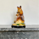 Vintage doe sculpture signed Angelo Biagoni - statue of doe and her fawn - plaster sculpture