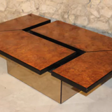 Coffee table bar Paul Michel in elm magnifying glass