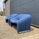 2x Artifort Groovy F598 (M-chair) blue, perfect state! Pierre Paulin