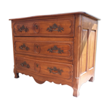 Large curved chest of drawers, solid walnut eighteenth style. 3 drawers
