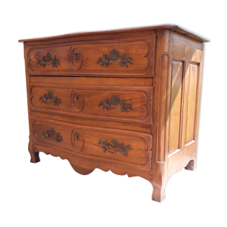 Large curved chest of drawers, solid walnut eighteenth style. 3 drawers