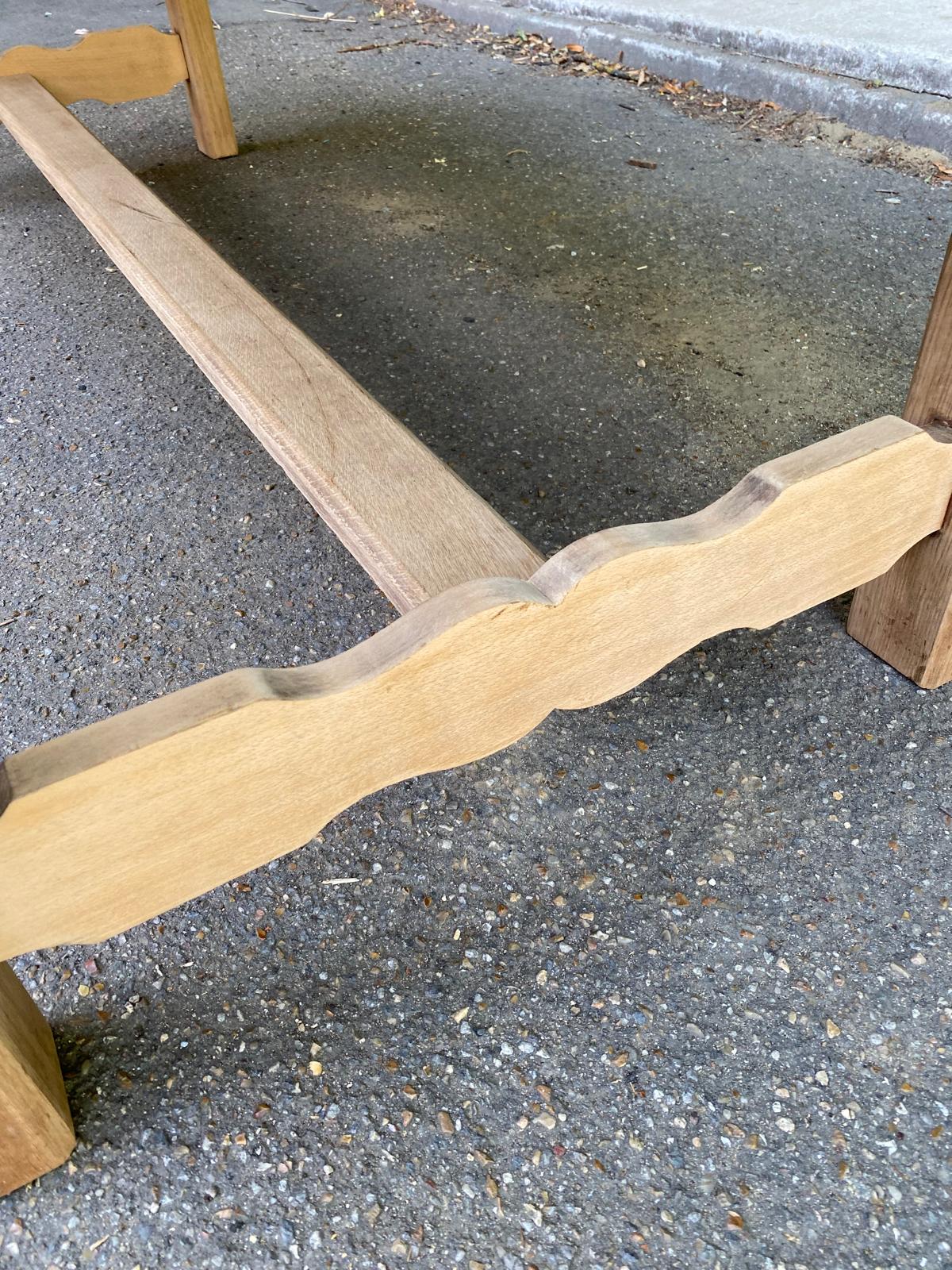 Renovated farmhouse dining table in raw wood 200cm 20th century