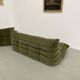 Vintage 2 and 3 seater green velvet togo set
