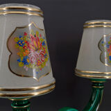 Paire de lampes en faïence verte et dorée, circa 1940