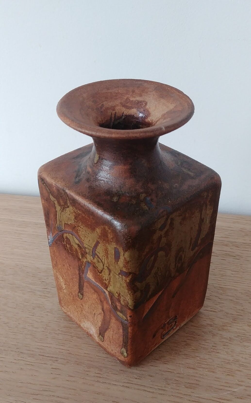 Signed sandstone vase
