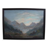 Hand painted painting, oil on fiberboard, signed, Czechoslovakia, 1960's.