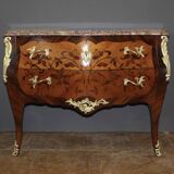 Louis XV style commode in marquetry from around 1930.