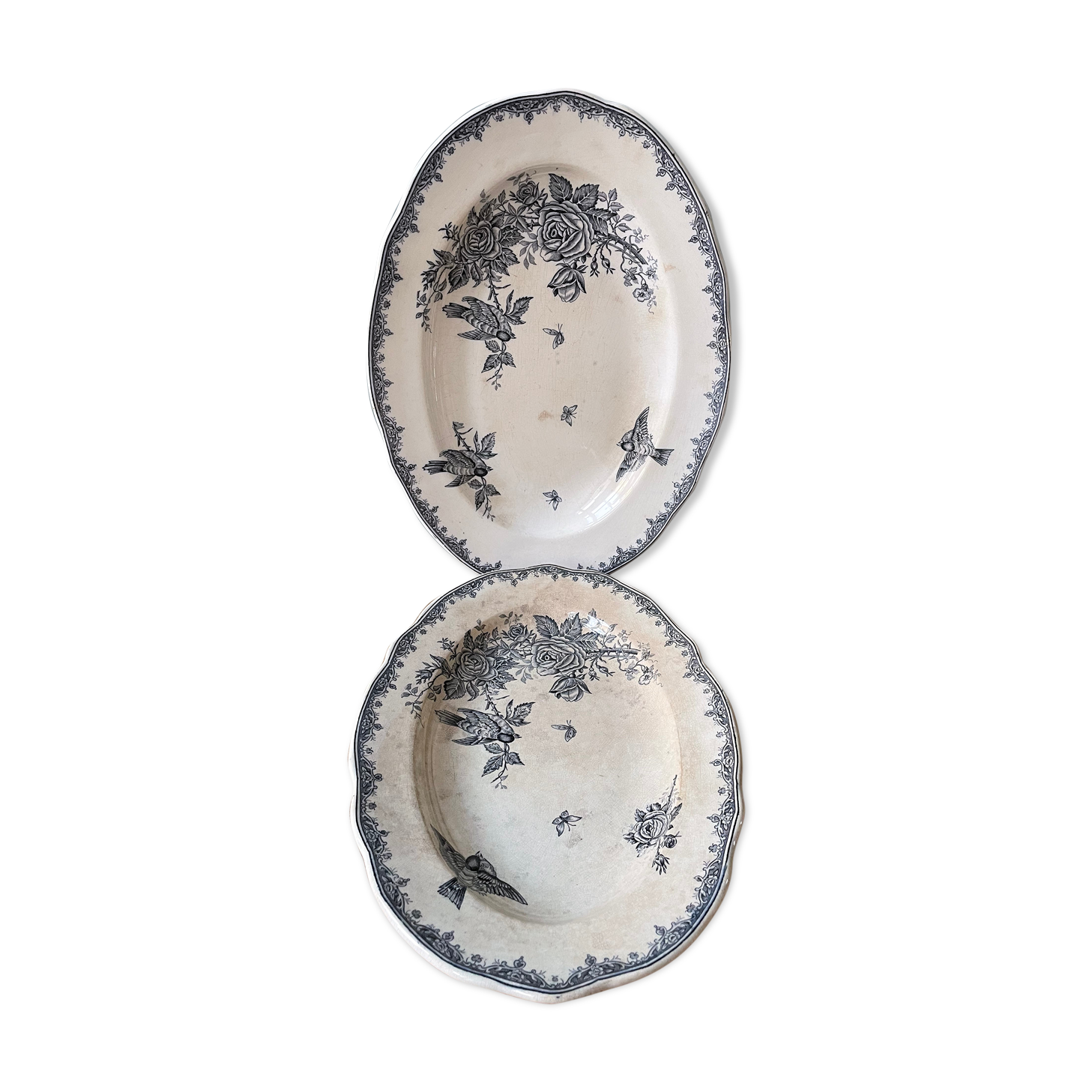 Lot de 2 plats Terre De Fer Nimy modèle Pinsons