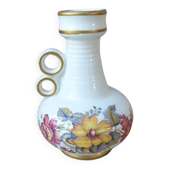 Petit vase en céramique ker vitrex motif floral vintage