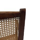 Fauteuil Art Déco en chêne tressé, design minimaliste.