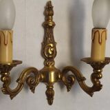 Pair of French Traditional Style Bronze Mid Century Double Wall Lights