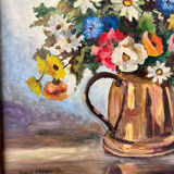 Painting representing a bouquet signed Simone Masset