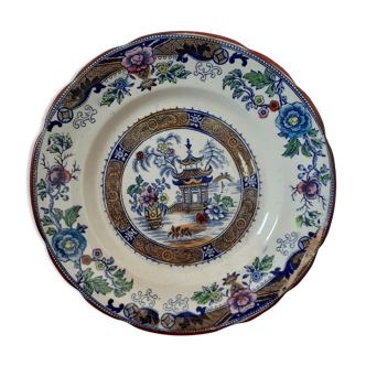 Assiette terre de fer creil et montereau 688 décor chinois