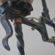 Brutalist wrought iron and copper 2-arm chandelier, 1960s