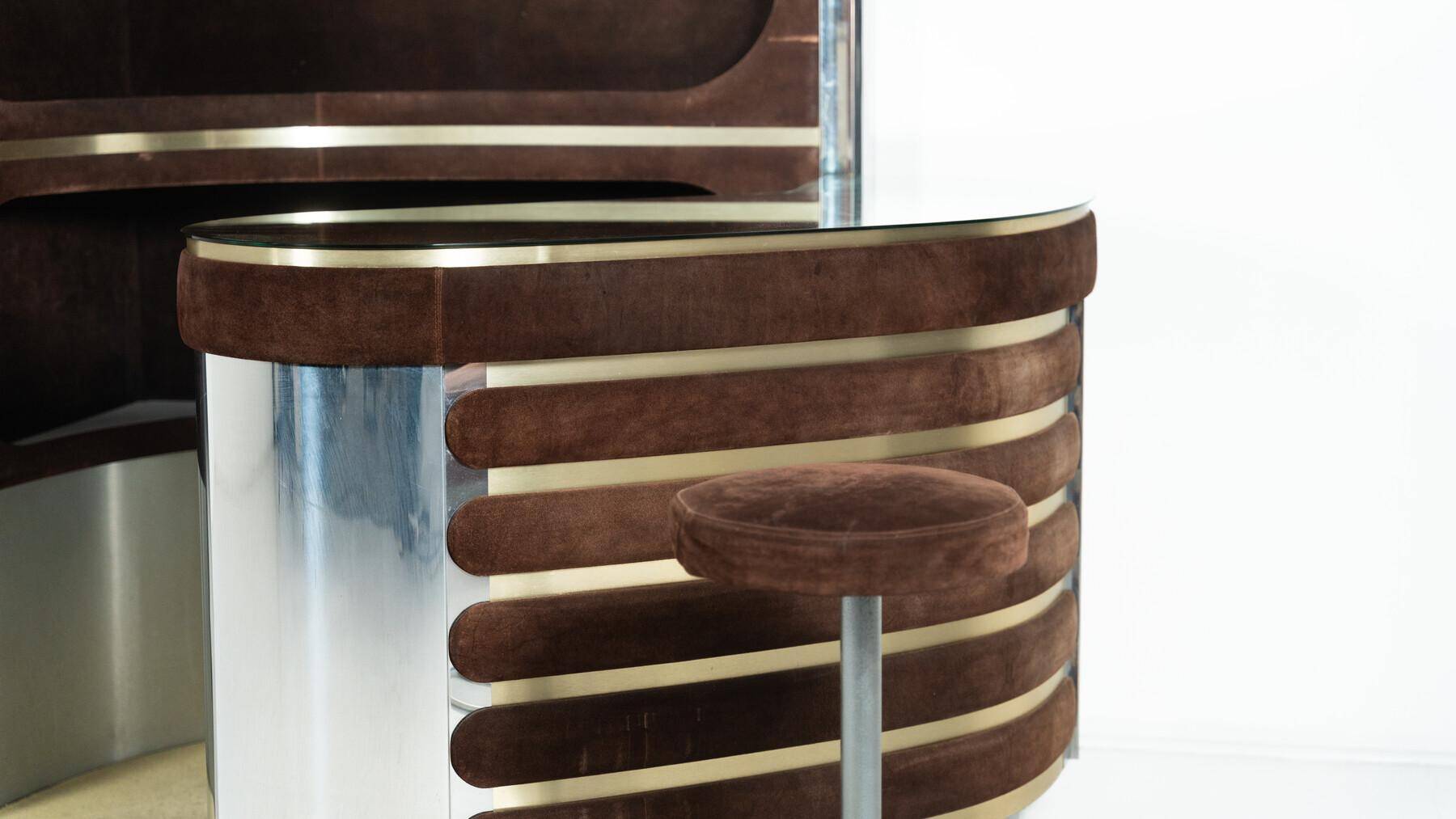 Modern suede bar from the mid-20th century by Willy Rizzo, Italy, 1970.