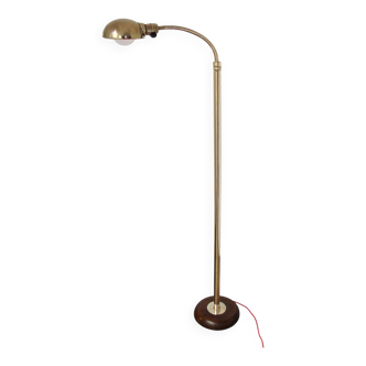 Lampadaire Art Déco Bauhaus des années 1930 – laiton nickelé, réglable