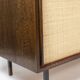 Sideboard in wenge, raffia and lacquered metal. 1970s.