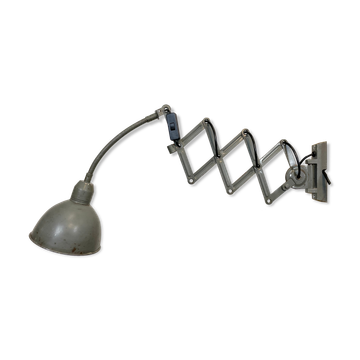 Grey industrial scissor wall lamp from elektroinstala, 1960s