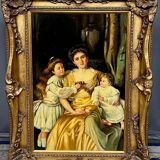 Painting "Family scene". Oil on canvas.