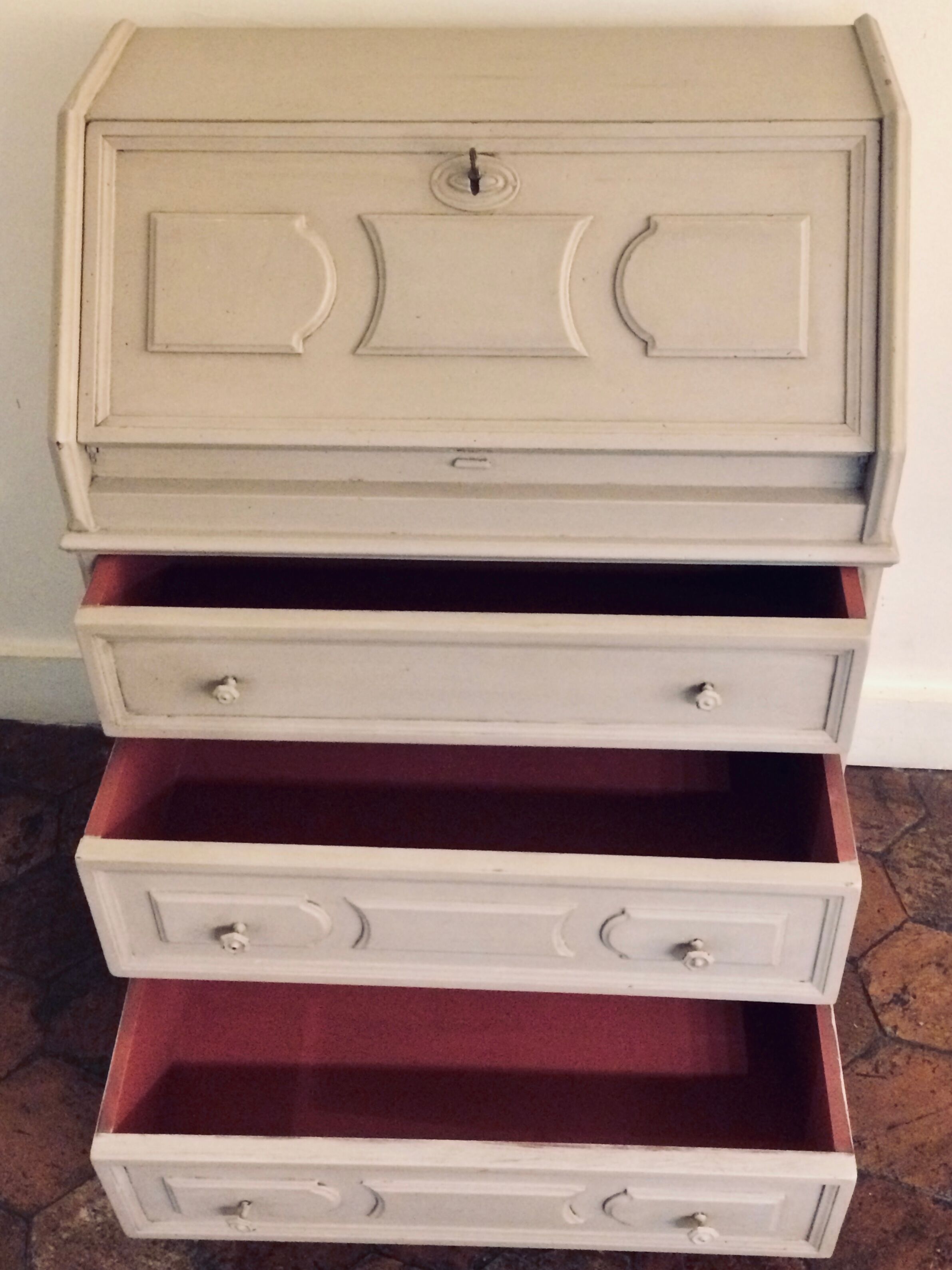 Secretary end donkey back 19th early 20th patinated waxed in Farrow & Ball